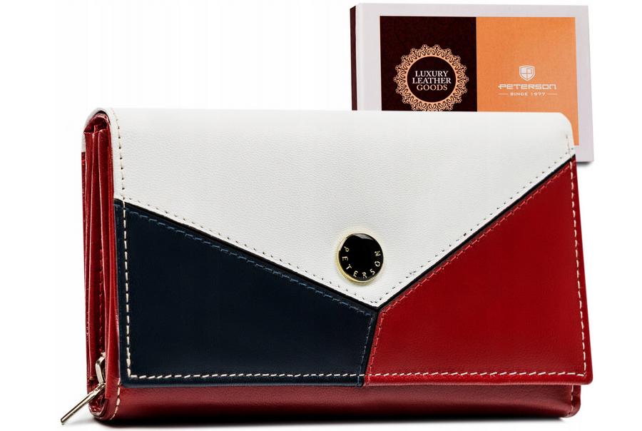 Peterson Bielo-červeno-tmavomodrá trojfarebná peňaženka Y152 [DH] PTN RD-22-GCL-Y Veľkosť: ONE SIZE