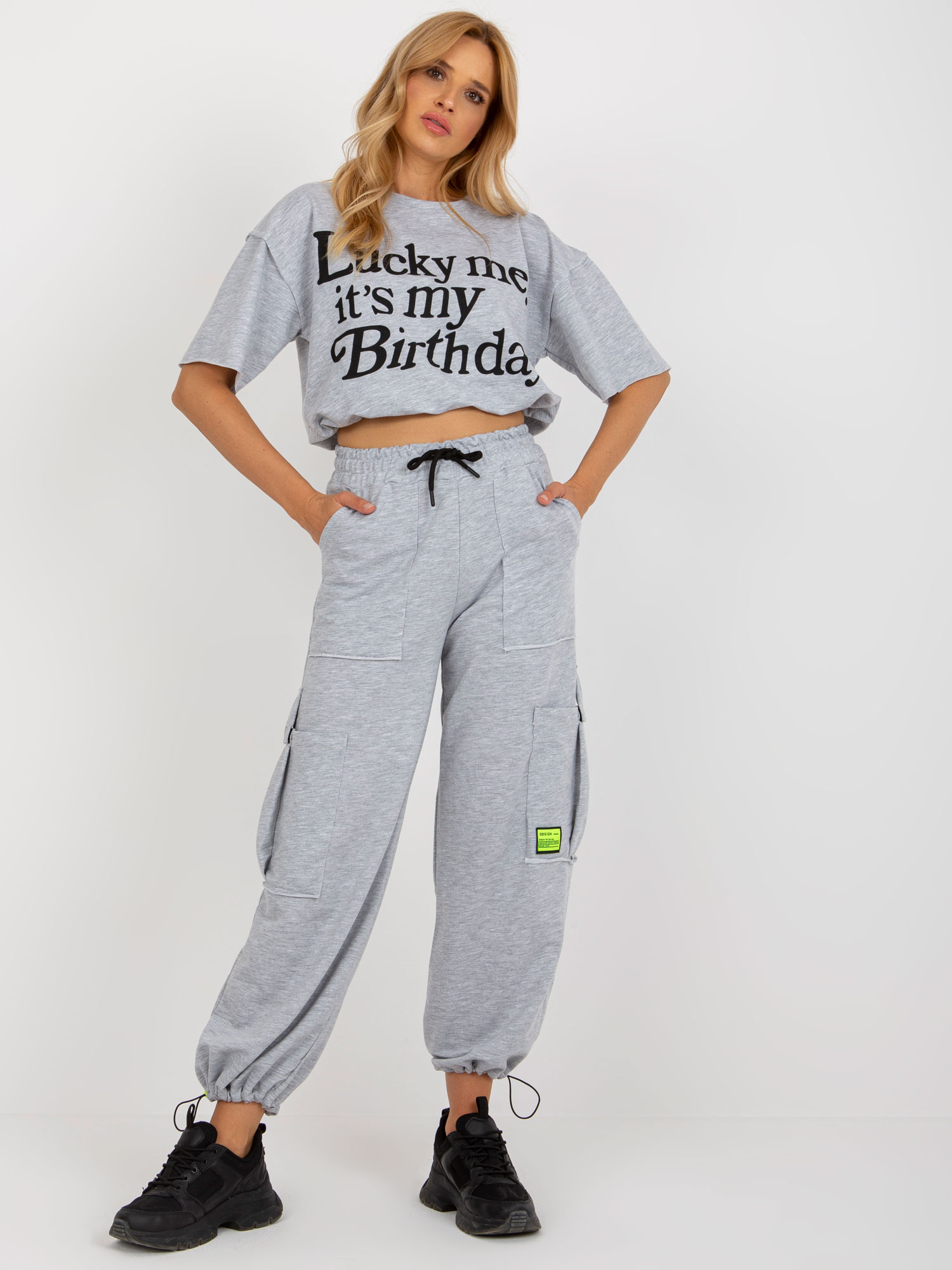 Sivá súprava trička a teplákov BA-KMPL-Z-236.01-grey Veľkosť: S