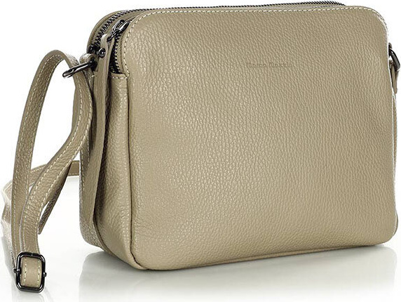 MARCO MAZZINI dvojkomorová kožená kabelka vo farbe cappuccino l156d Veľkosť: ONE SIZE