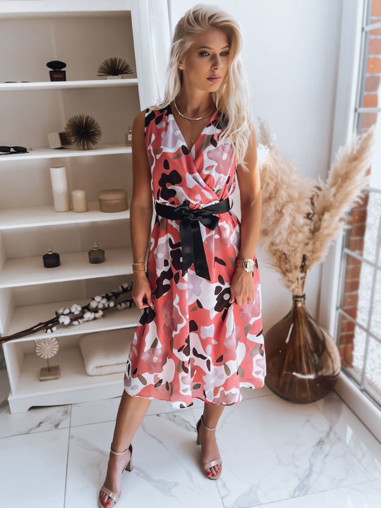 Ružové vzorované midi šaty BALI EY1899z Veľkosť: M