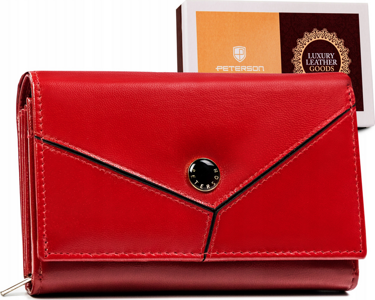 Peterson Červená hladká dámska kožená peňaženka Y163 [DH] PTN RD-21-GCL-Y Veľkosť: ONE SIZE