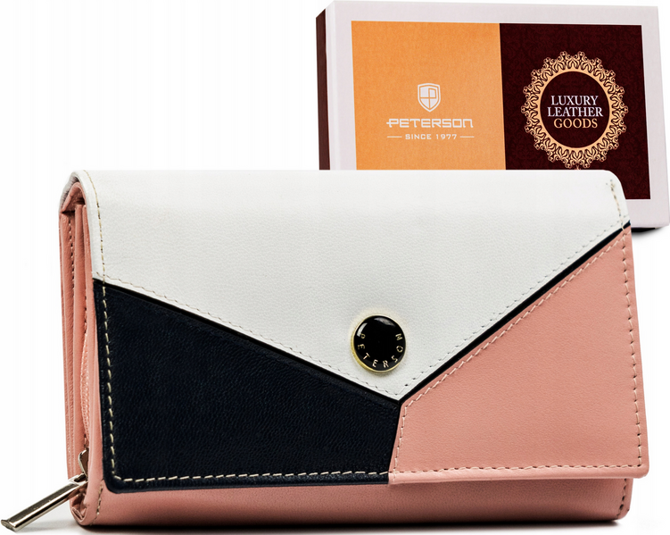 Peterson Trojfarebná hladká dámska kožená peňaženka Y166 [ [DH] PTN RD-21-GCL-Y Veľkosť: ONE SIZE