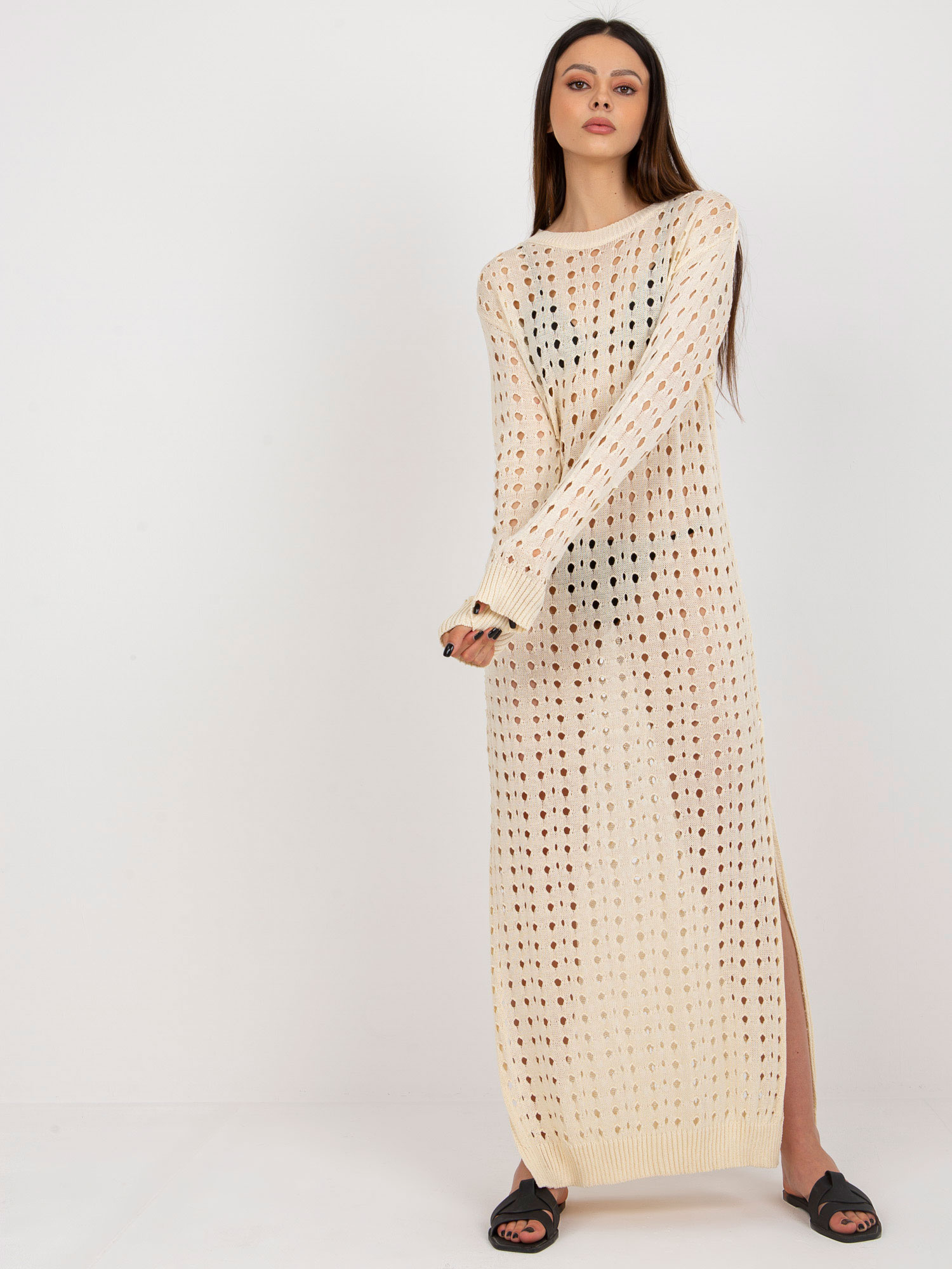 Svetlo béžové plážové maxi šaty BA-SK-9010.33P-light beige Veľkosť: ONE SIZE