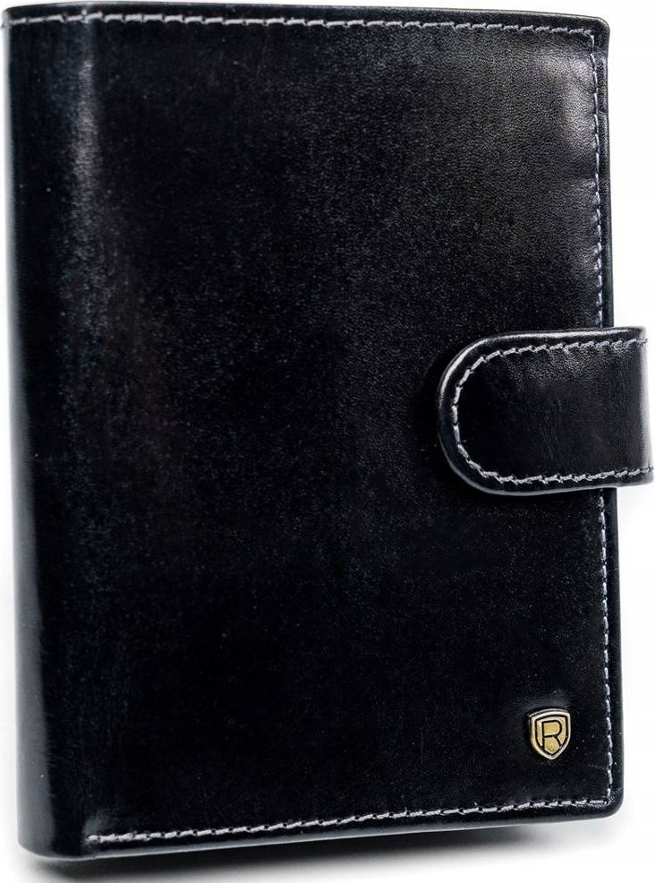 Rovicky Čierna kožená pánska peňaženka L175 [DH] Portfel meski skórzany N4L-RVT BLACK Veľkosť: ONE SIZE