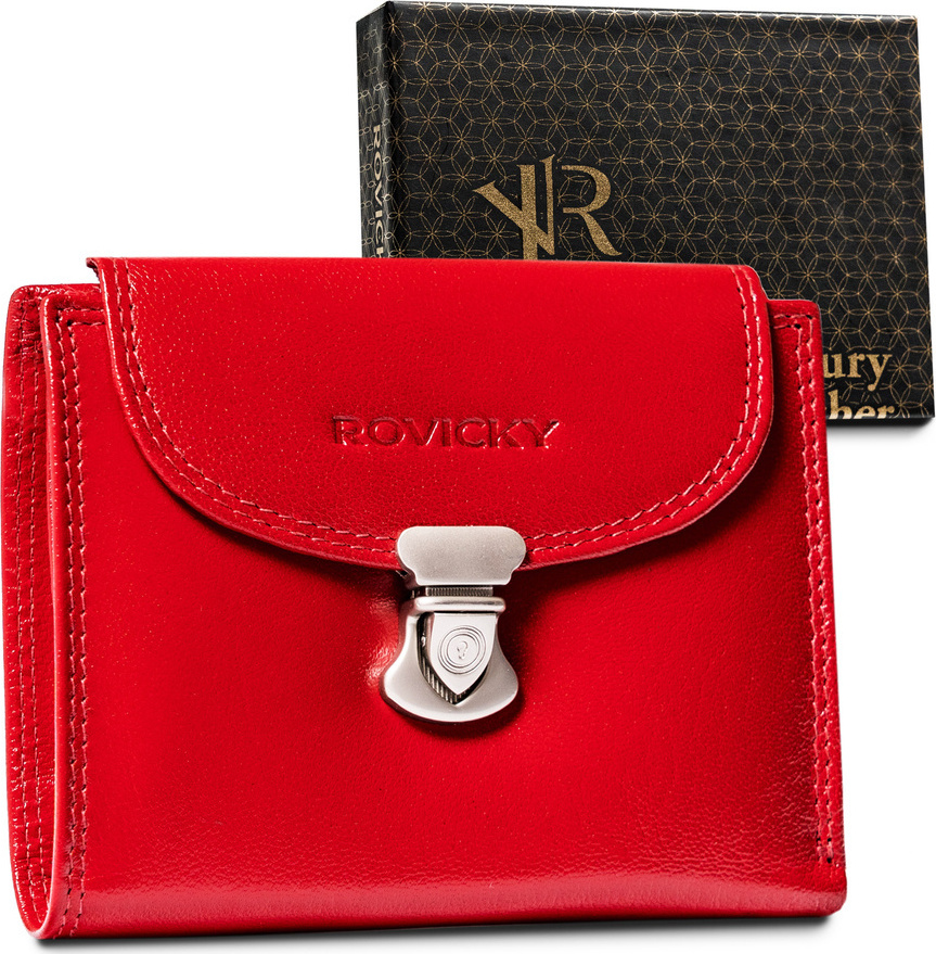 Rovicky Červená malá dámska kožená peňaženka s ozdobným zapínanímV152 [DH] R-RD-39-GCL Red Veľkosť: ONE SIZE