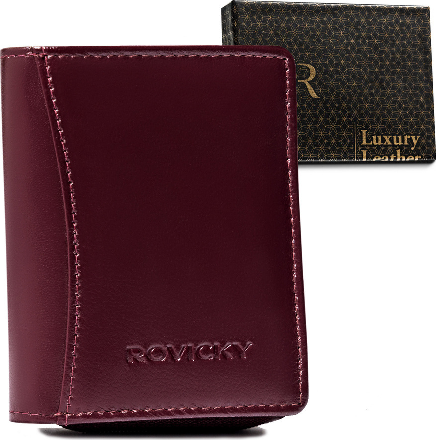 Rovicky Tmavofialová dámska kožená malá peňaženka V155 [DH] R-RD-34-GCL Plum Veľkosť: ONE SIZE