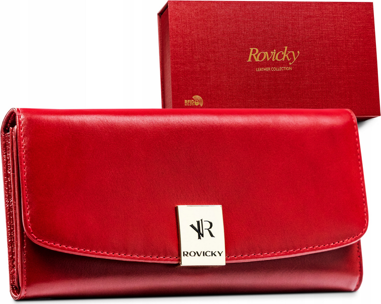 Rovicky Hladká červená kožená peňaženka V182 [DH] R-42522-SG Veľkosť: ONE SIZE