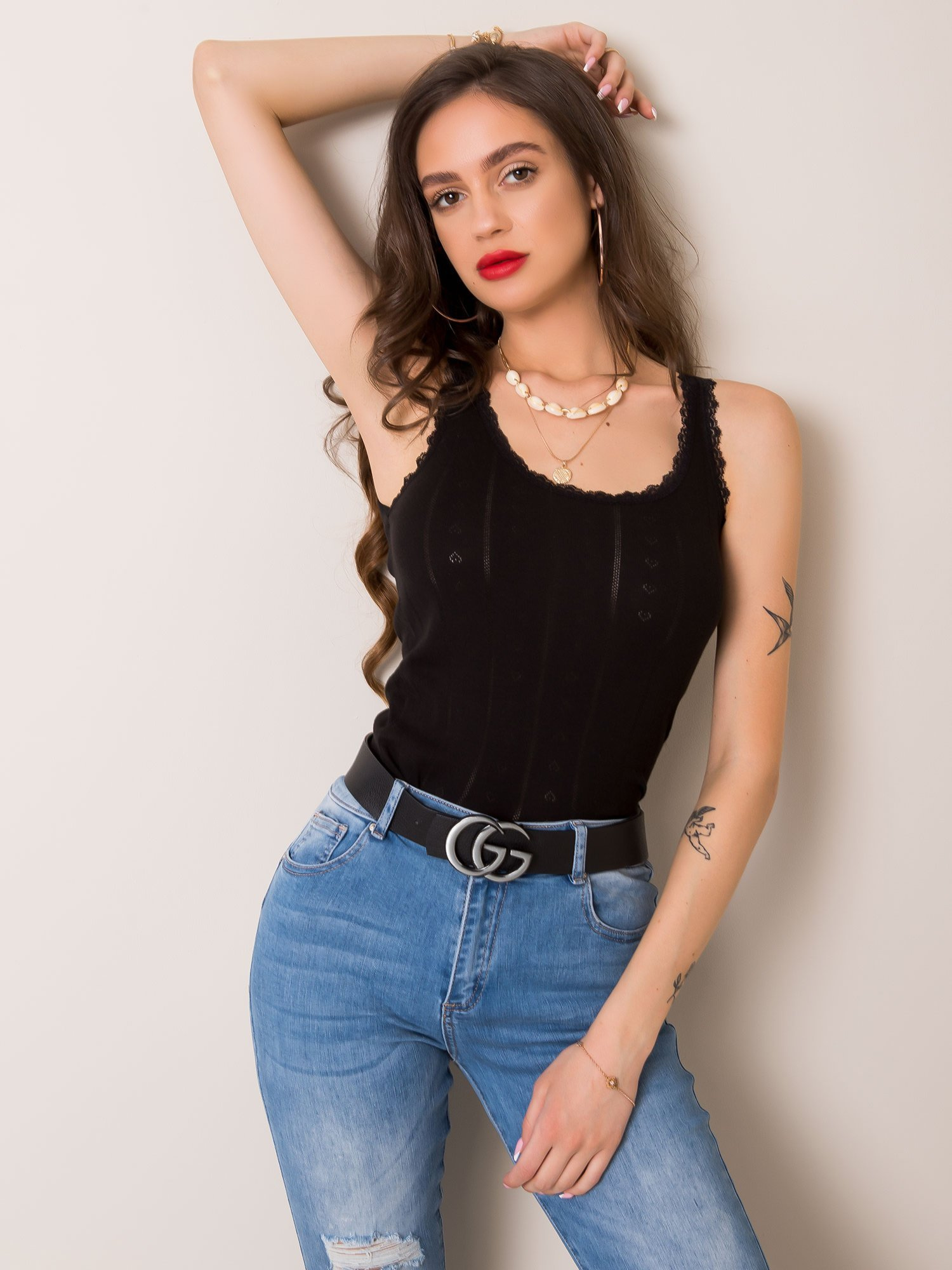 Dámsky čierny top BR-TP-8049.25-black Veľkosť: XL