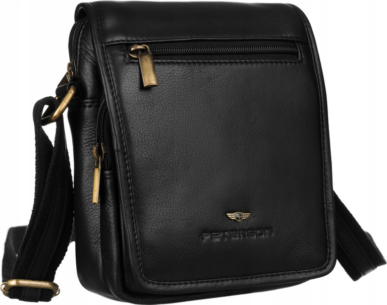Peterson Pánska čierna kožená messenger taška [DH] PTN 5047-NDM BLACK Veľkosť: ONE SIZE
