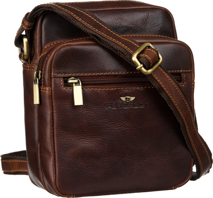 Peterson Hnedá kožená pánska messenger taška [DH] PTN TB-011-COM COGNA Veľkosť: ONE SIZE