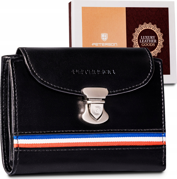 Peterson Čierna dámska malá kožená peňaženka Y167 [D] PTN RD-26-GCL-A BLAC Veľkosť: ONE SIZE