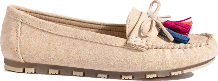 Béžové boho semišové mokasíny so strapcami Shelvt Béžová GS37P-BE Veľkosť: 36