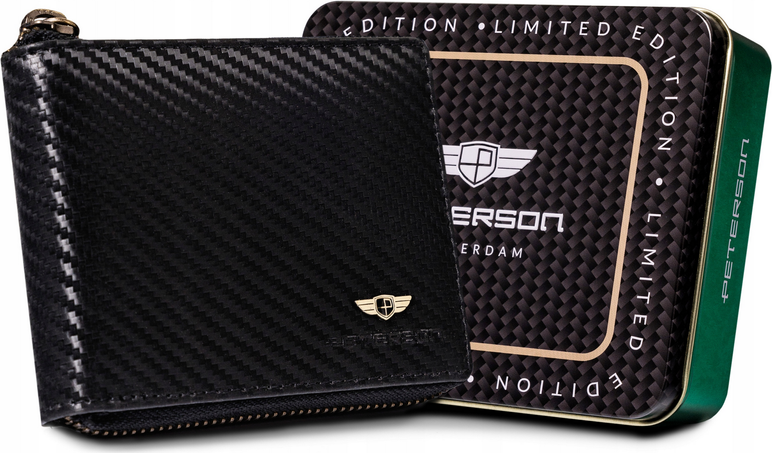 Peterson Čierna kožená peňaženka W015 [DH] PTN 1564-CA Veľkosť: ONE SIZE