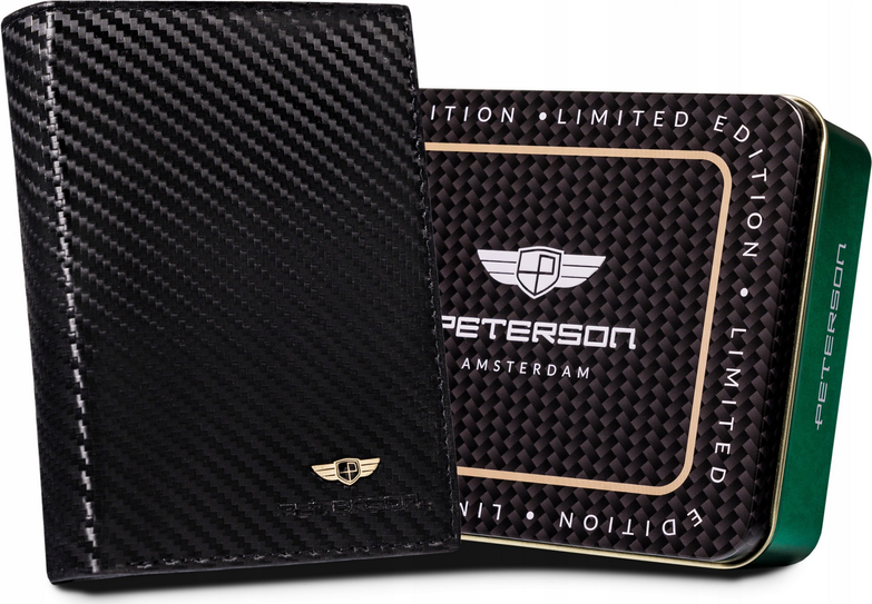 Peterson Čierna otvorená kožená pánska peňaženka W018 [DH] PTN 324-CA Veľkosť: ONE SIZE