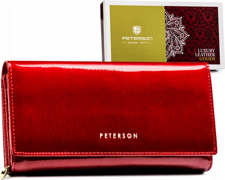 Peterson Červená lesklá kožená peňaženka Y187 [DH] PTN 42100-SH Veľkosť: ONE SIZE