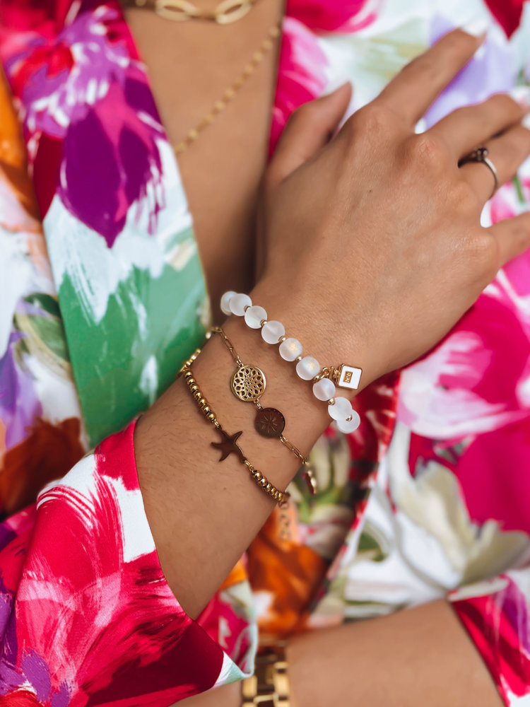 Zlatý náramok z guličiek s hviezdami ETOLIE LY0098 Veľkosť: ONE SIZE