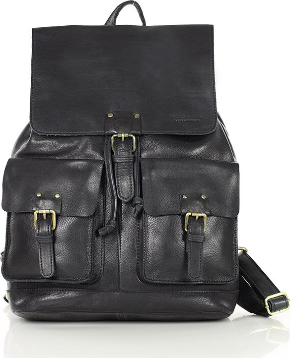 MARCO MAZZINI čierny kožený batoh s vreckami (VS21a) Veľkosť: ONE SIZE