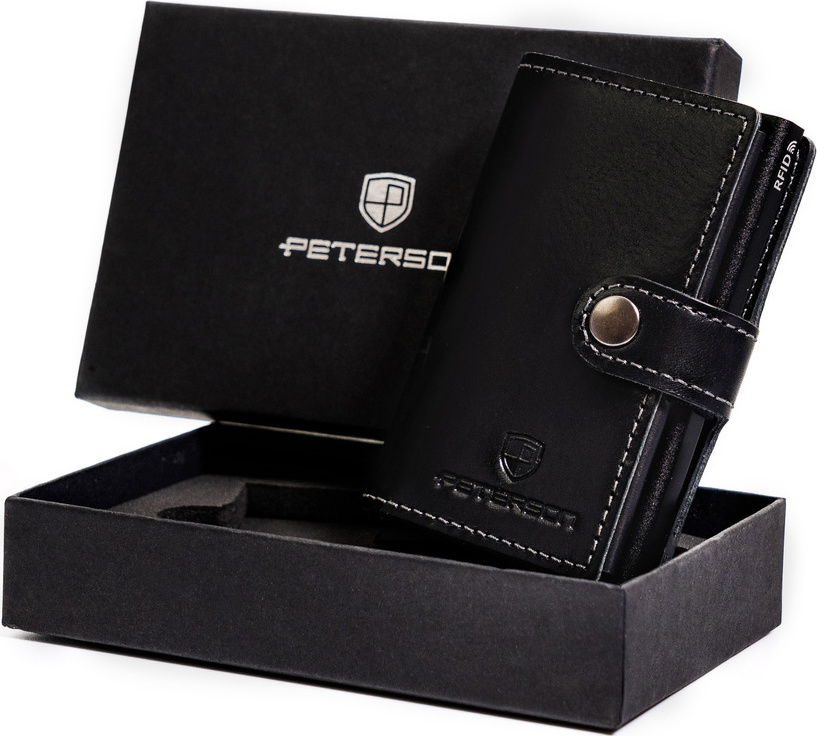 Peterson čierna peňaženka na karty W028 PTN 171714101 BLACK Veľkosť: ONE SIZE
