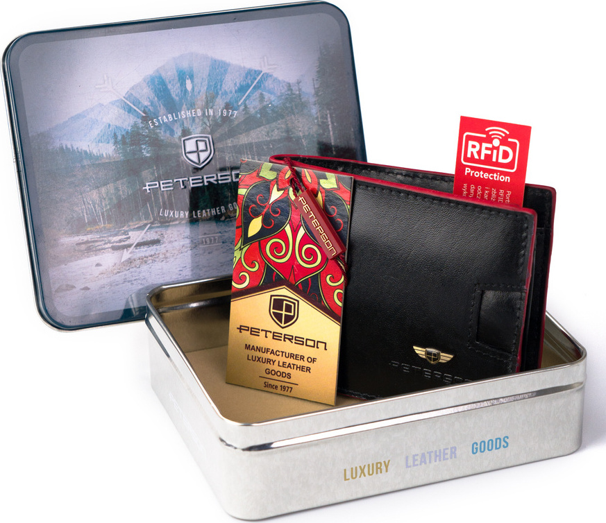 Peterson čierna pánska peňaženka W027 PTN N78-VT BL-RED Veľkosť: ONE SIZE