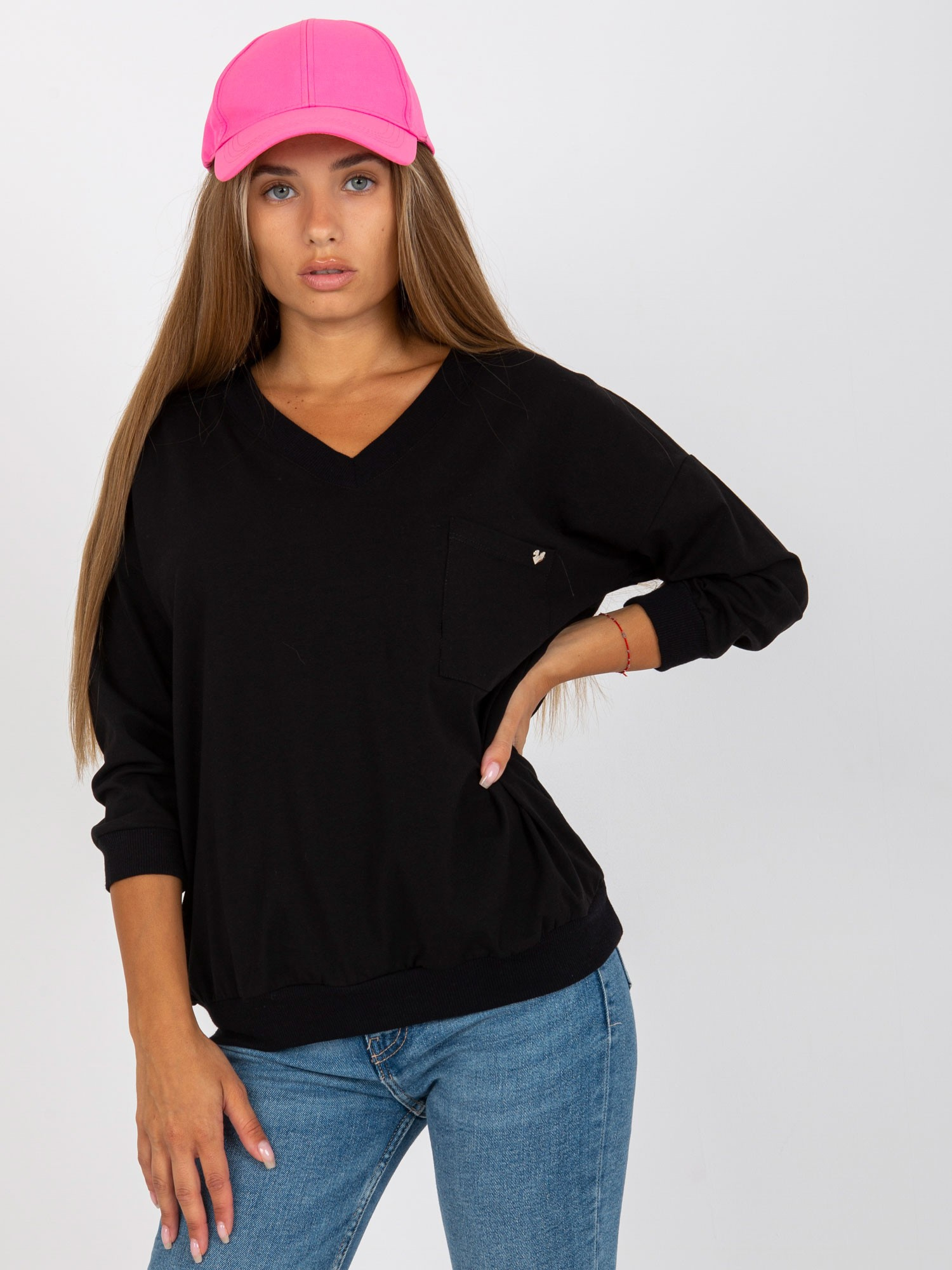 Čierne tričko s vreckom -RV-BZ-8052.24-black Veľkosť: S/M