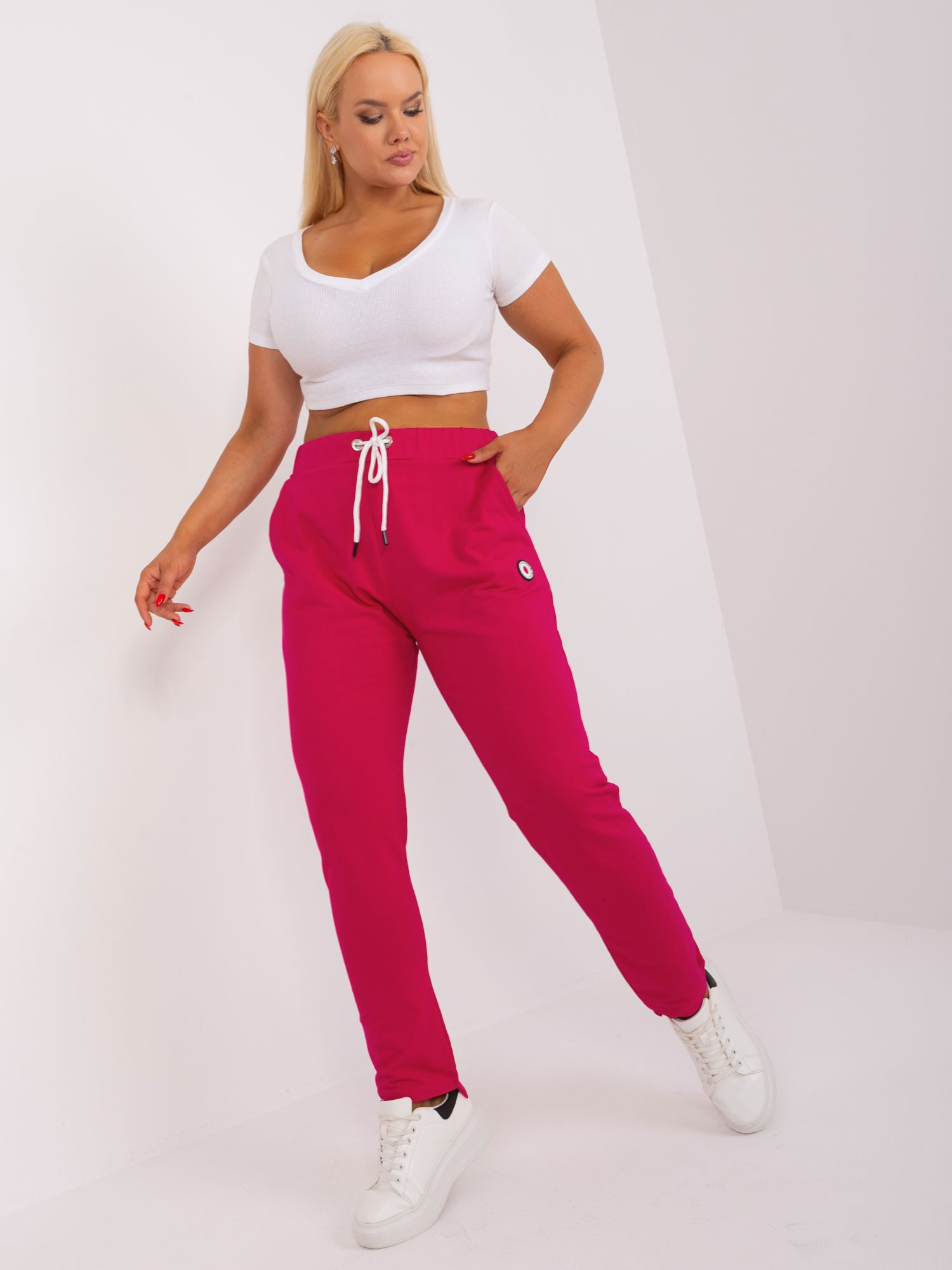 Tmavoružové dámske tepláky -RV-DR-8930.62-fuchsia Veľkosť: 3XL