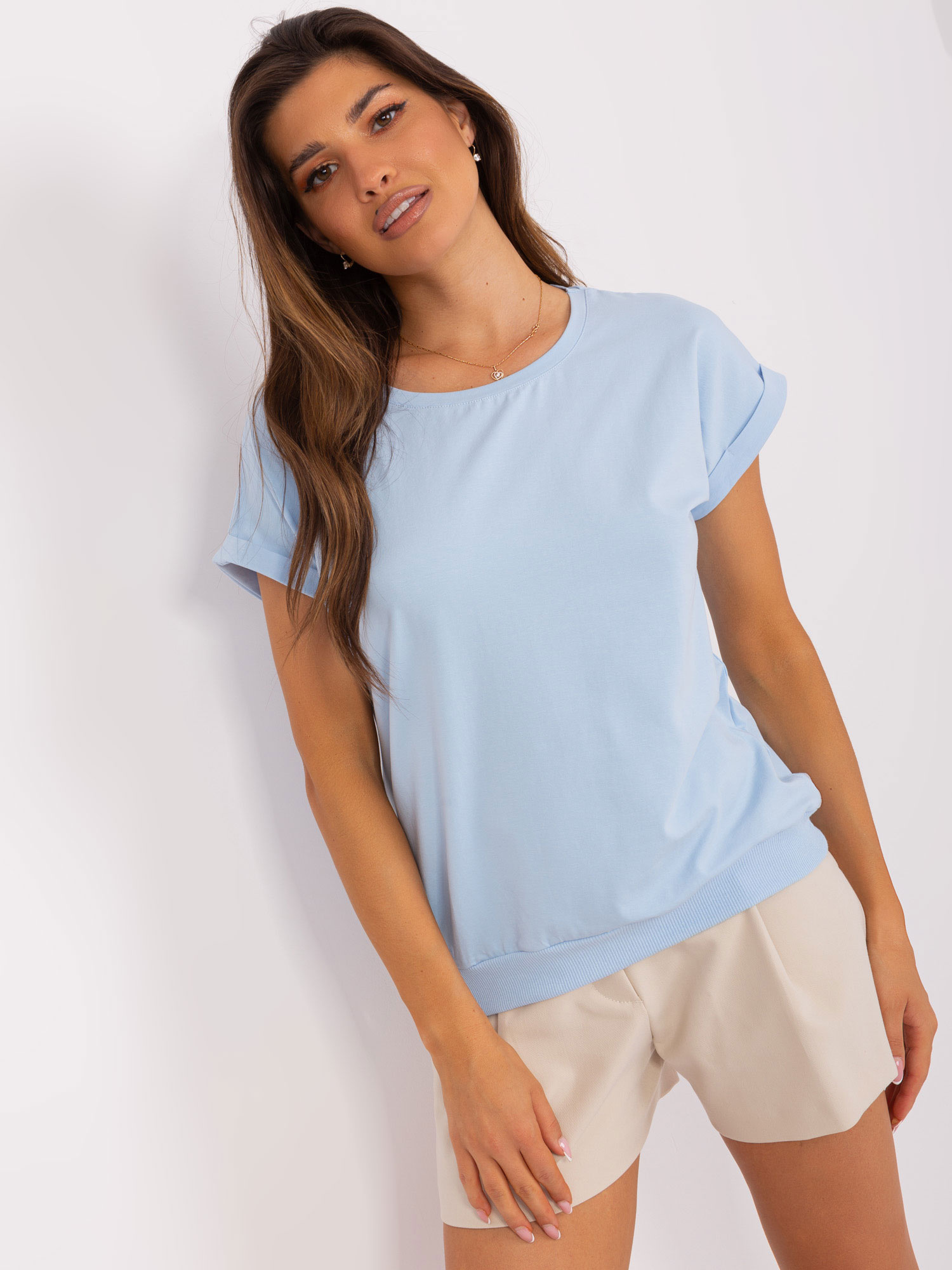 Svetlomodré tričko so srdiečkom na chrbte RV-BZ-8836.86-light blue Veľkosť: ONE SIZE