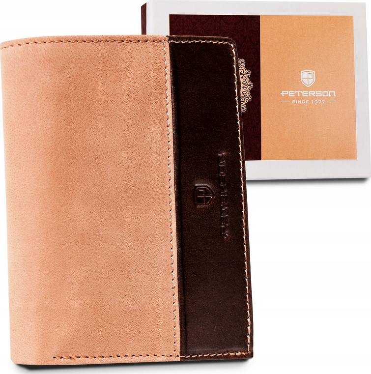 Peterson Dvojfarebná pánska kožená peňaženka W071 [DH] PTN N4-SHS-4131 T-BR Veľkosť: ONE SIZE