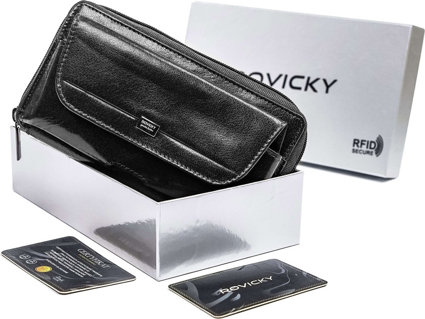Rovicky čierna kožená pánska peňaženka L179 [DH] CPR-043-BAR Veľkosť: ONE SIZE