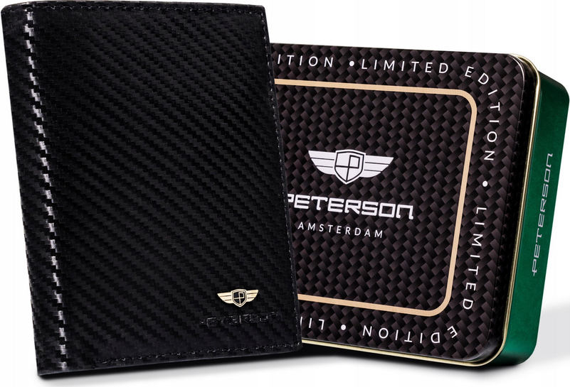 Peterson Čierna veľká pánska peňaženka z kože W055 [DH] PTN 317-CA Veľkosť: ONE SIZE