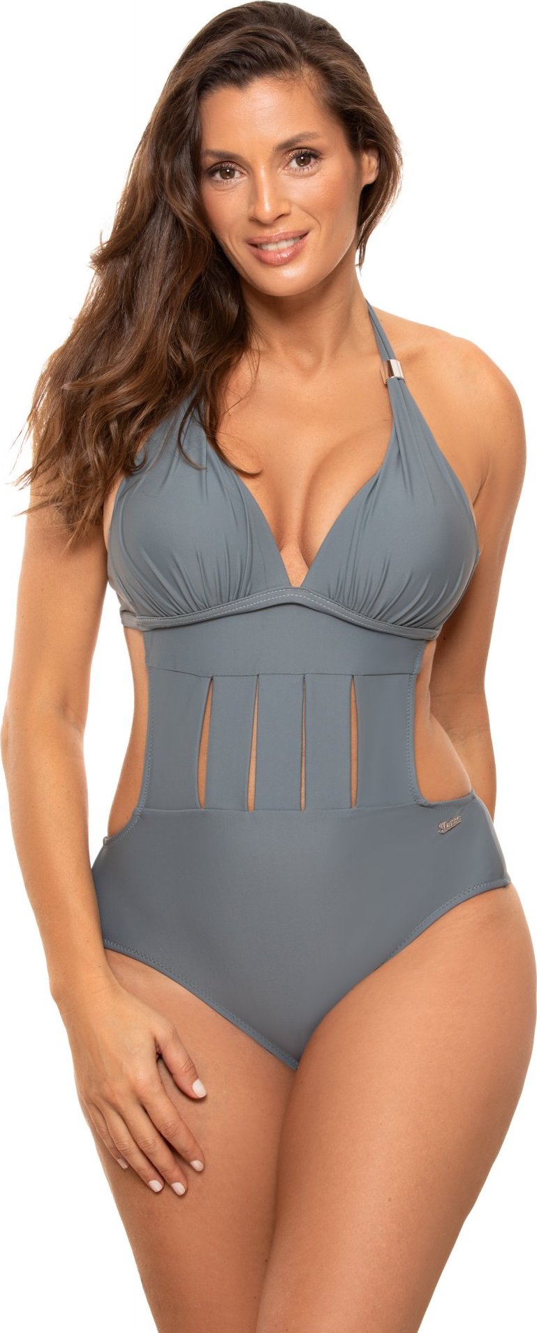 Tmavosivé monokiny s prestrihmi Anina M-680 (6) Veľkosť: 36