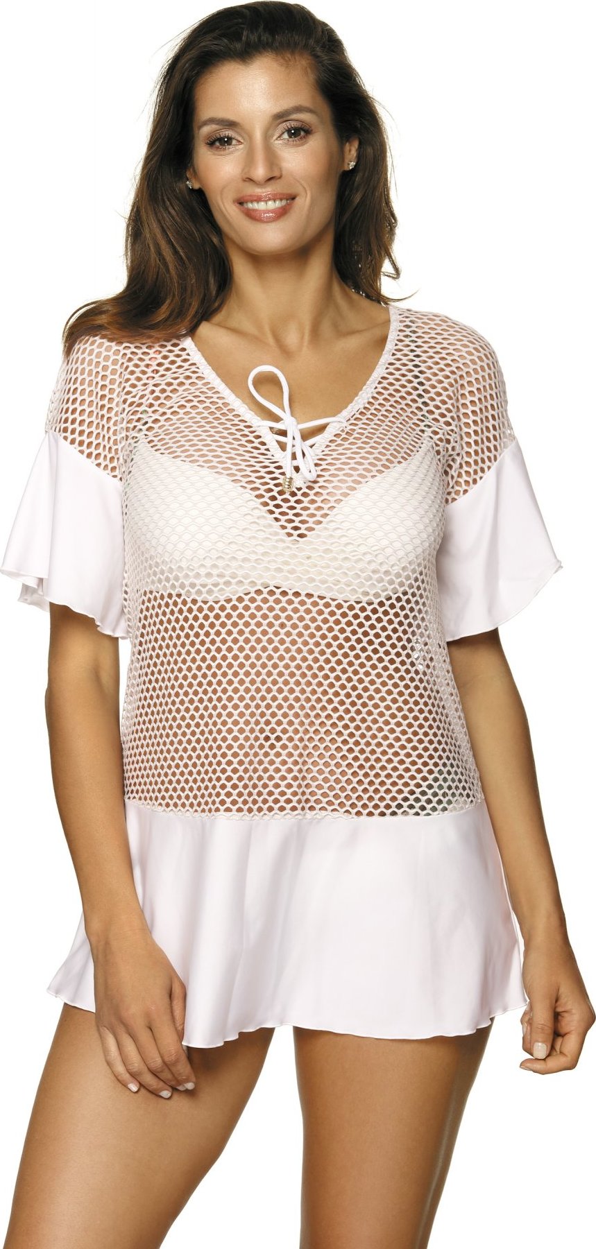Biela plážová tunika na plavky Claire Bianco M-460 (1) Veľkosť: S