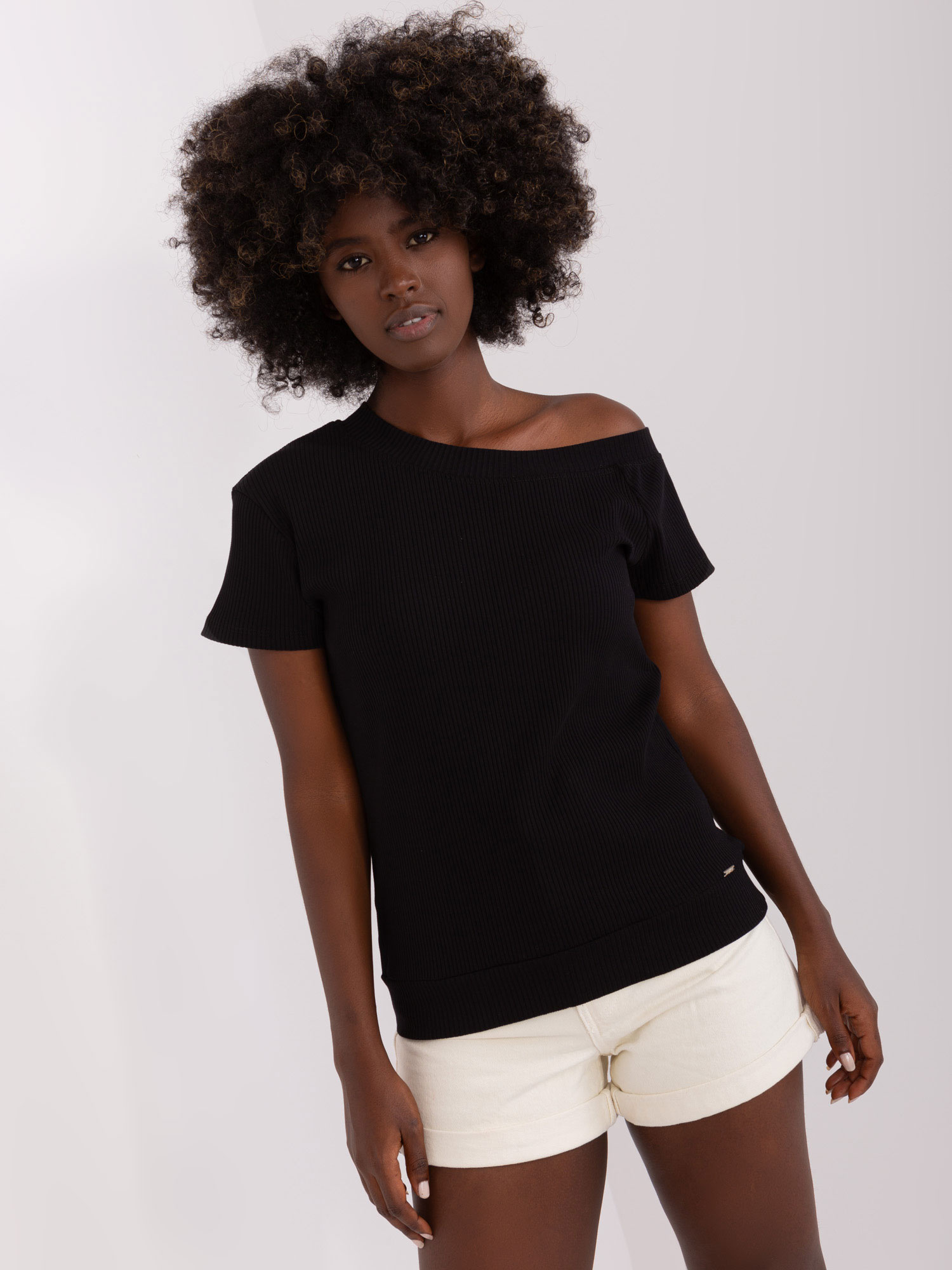 Čierne tričko s krátkym rukávom RV-BZ-8932.42-black Veľkosť: ONE SIZE