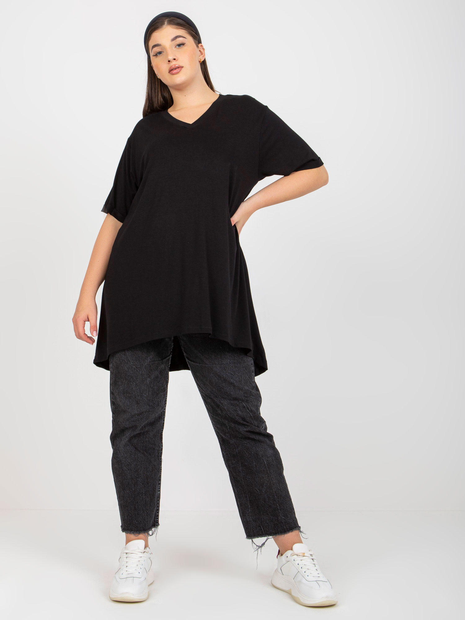 Čierne dlhé tričko -RV-BZ-7854.91-black Veľkosť: ONE SIZE