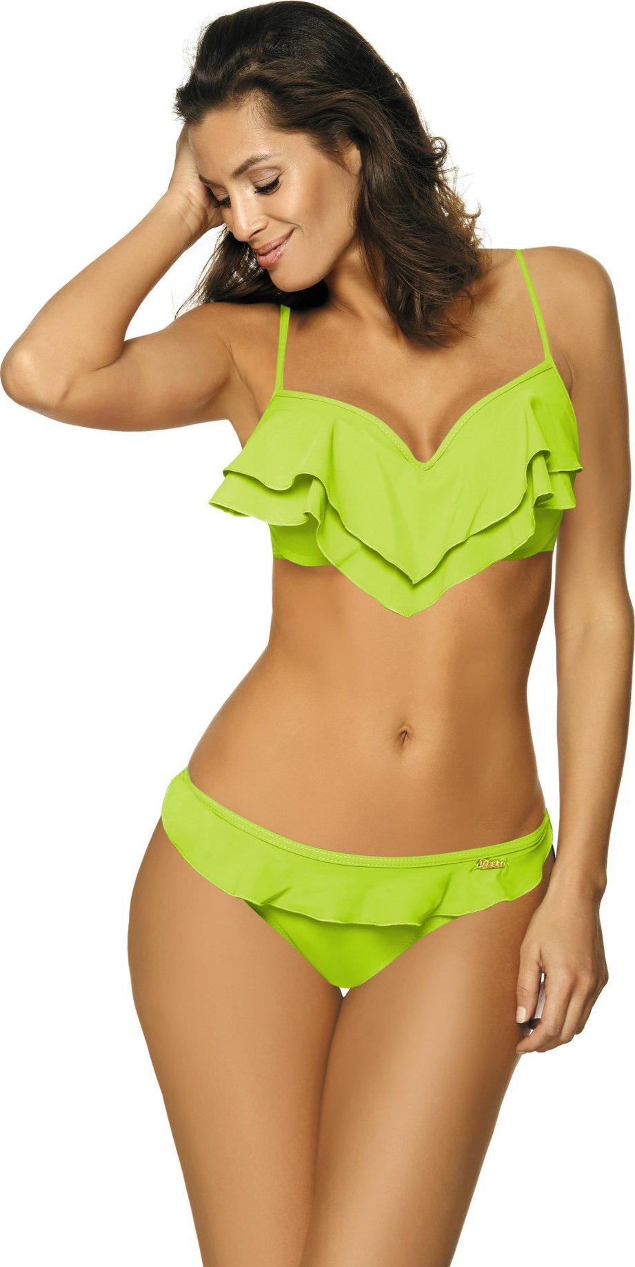 Limetkové volánikové push-up bikiny Matylda Erba M-469 (20) Veľkosť: XL