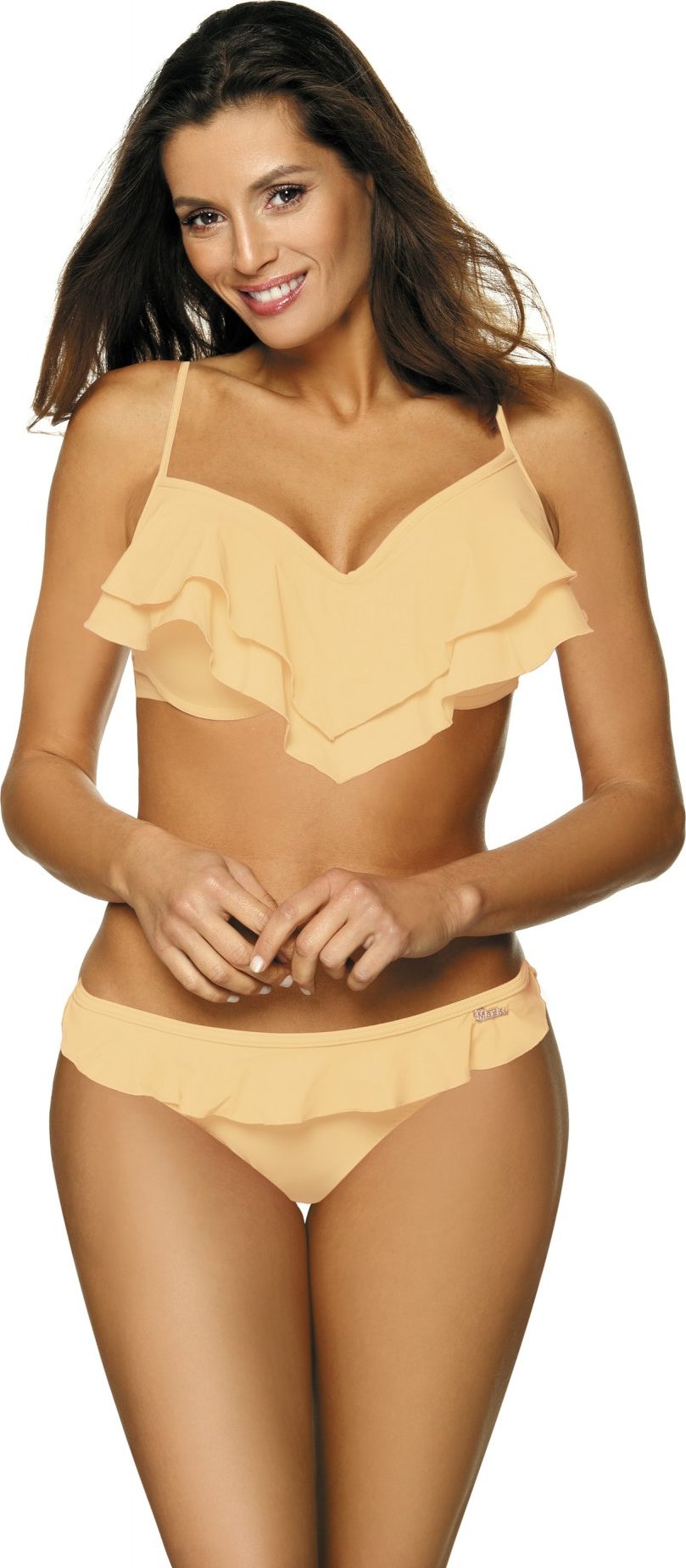 Béžové volánikové push-up bikiny Matylda Light Skin M-469 (9) Veľkosť: L