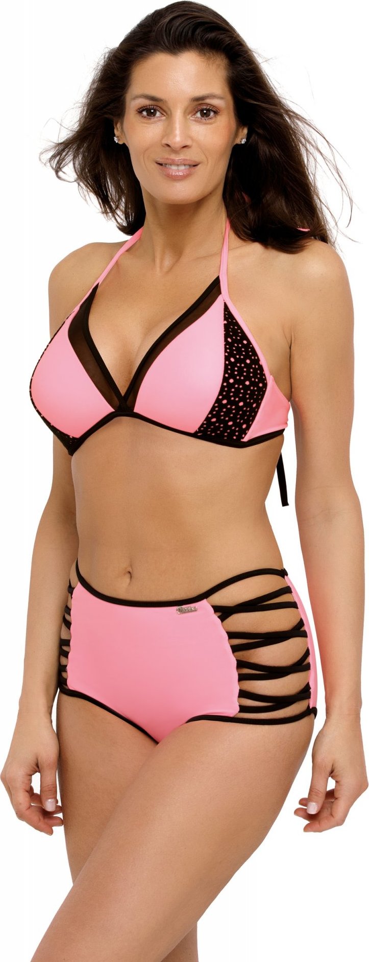 Svetloružové bikiny s vysokým spodkom Verona Origami M-551 (4) Veľkosť: L