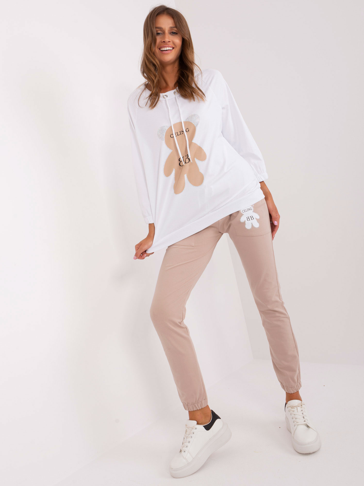Béžovo-biela tepláková súprava RV-KMPL-8727.25X-beige Veľkosť: S/M