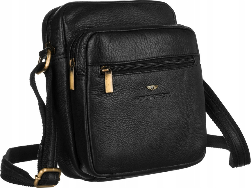 Peterson Čierna pánska kožená messenger taška [DH] PTN-376-NDM Veľkosť: ONE SIZE