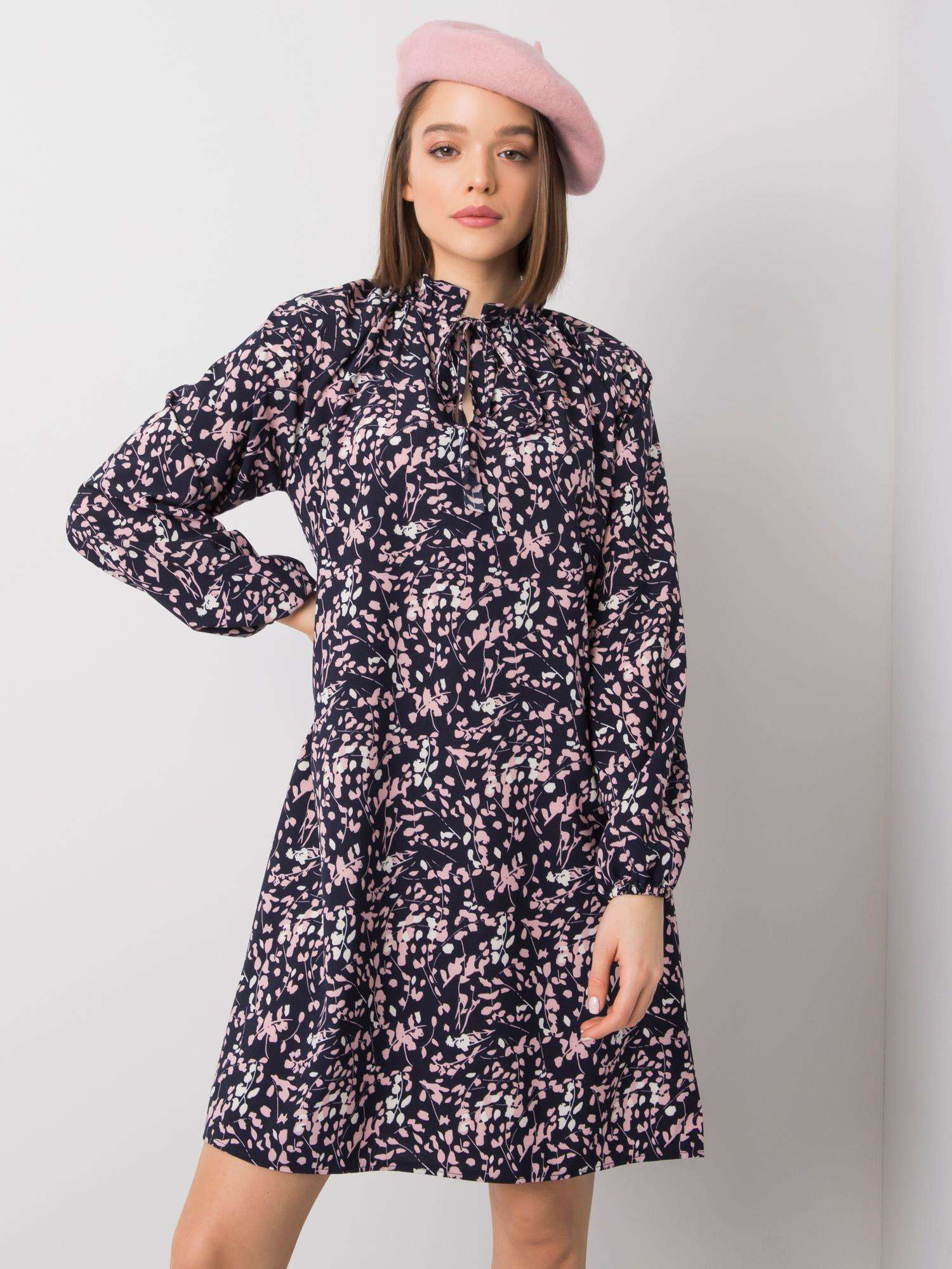 Tmavo modré dámske vzorované šaty WN-SK-R819-1.17-blue Veľkosť: XL