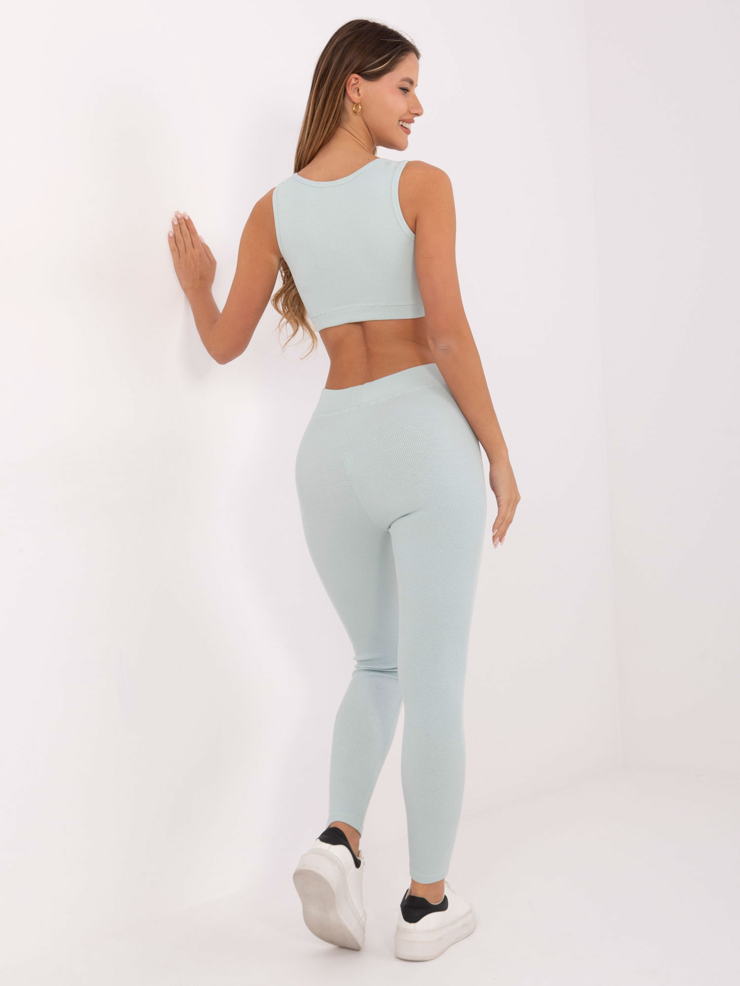 Svetlo modrá dámska rebrovaná súprava 359-KMPL-011.22-blue Veľkosť: L