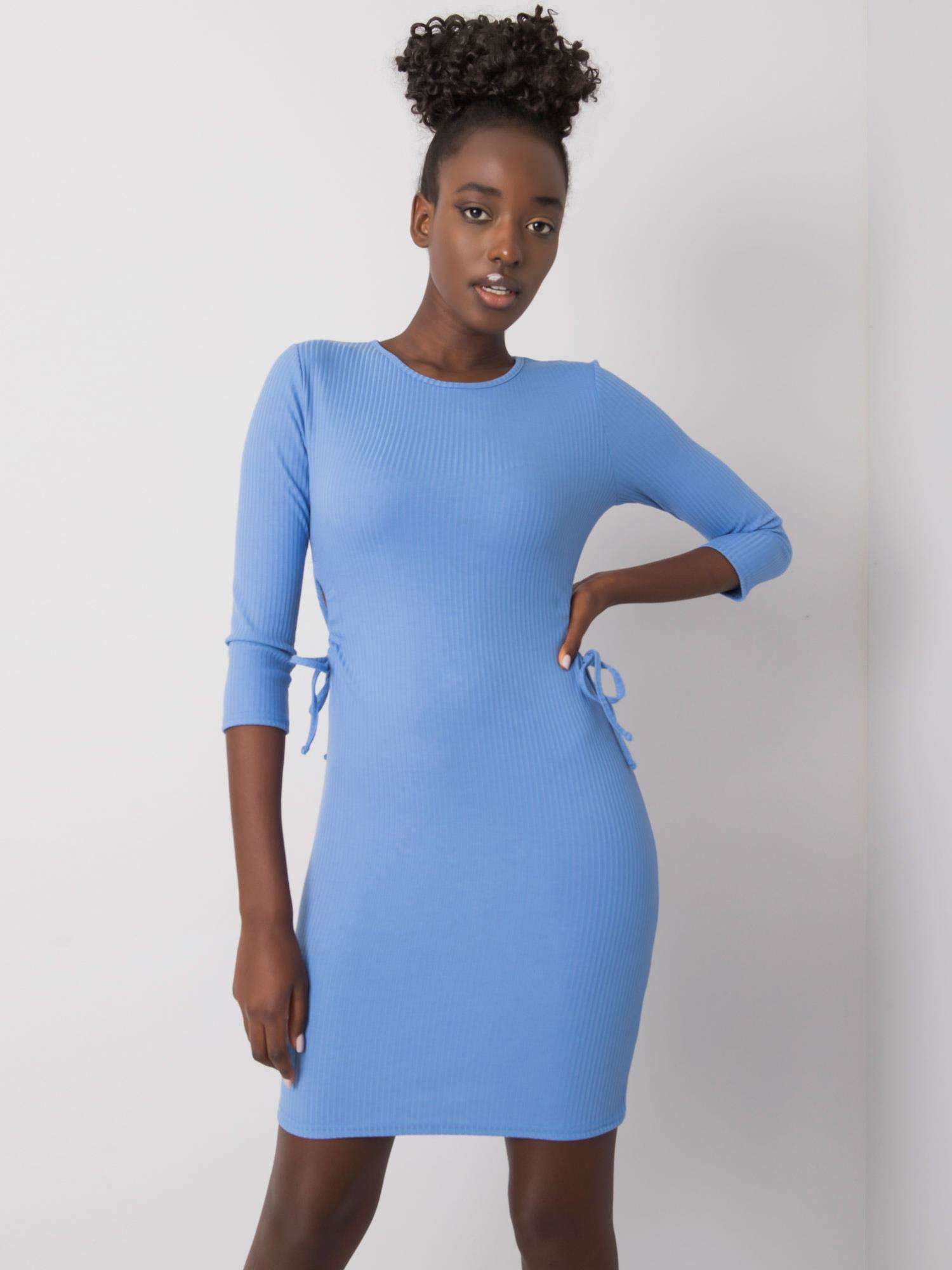 Svetlo modré dámske priliehavé šaty LK-SK-508687.17P-blue Veľkosť: 38