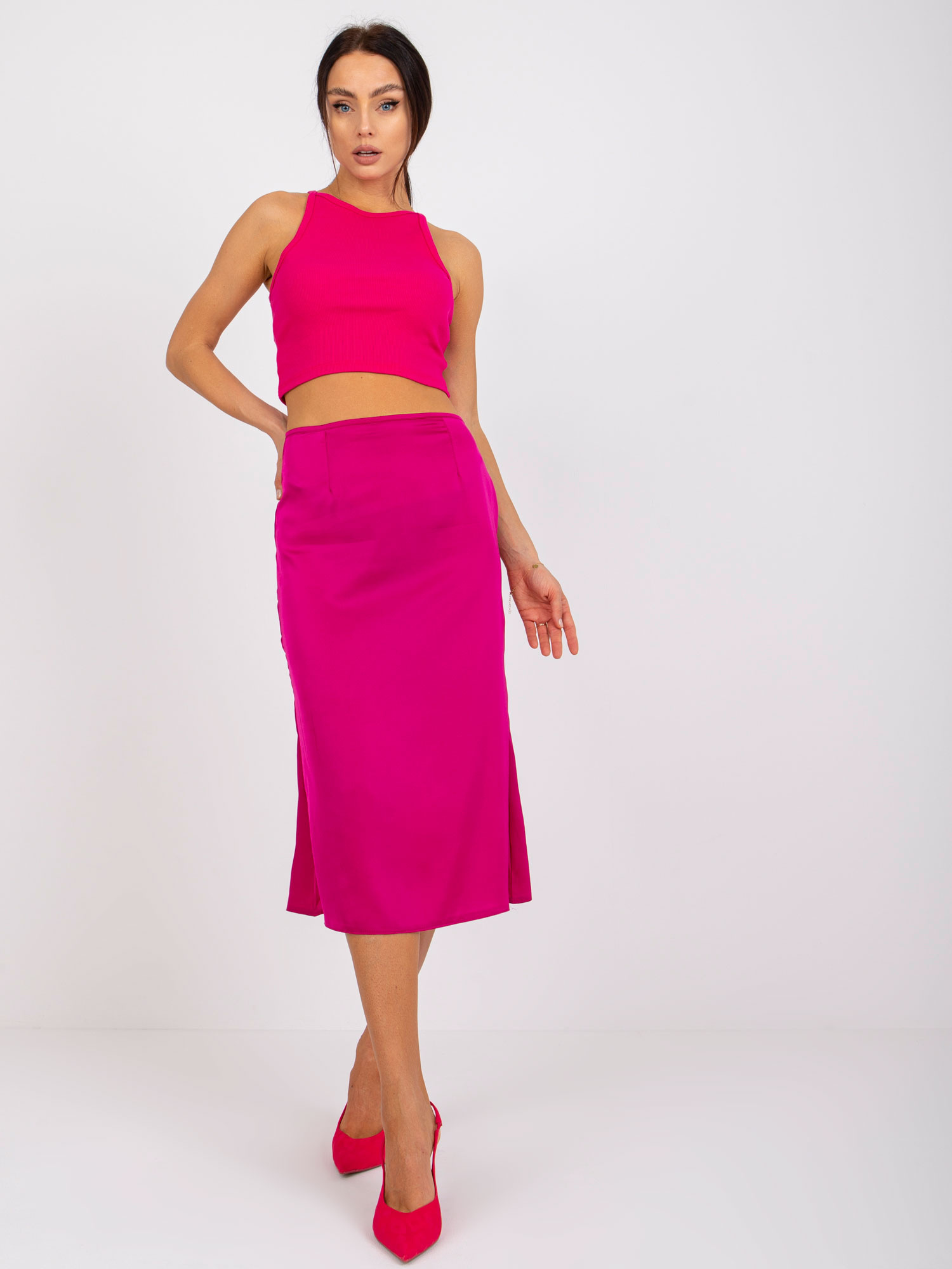 Fuchsiová hladká midisukňa Terrassa -WN-SD-1702.21-fuchsia pink Veľkosť: S