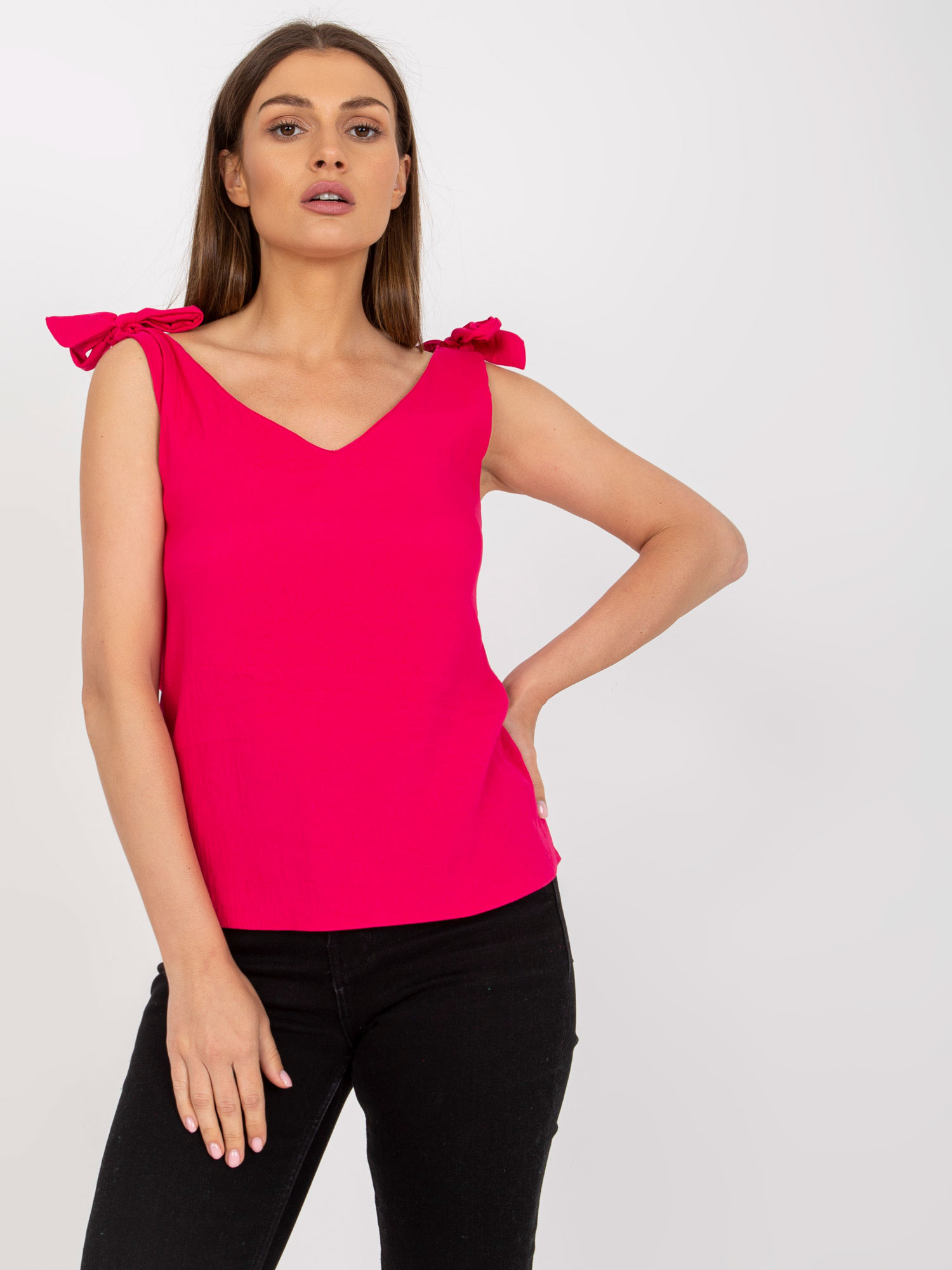 Fuchsiový top s výstrihom -WN-TP-1705.69-fuchsia Veľkosť: M