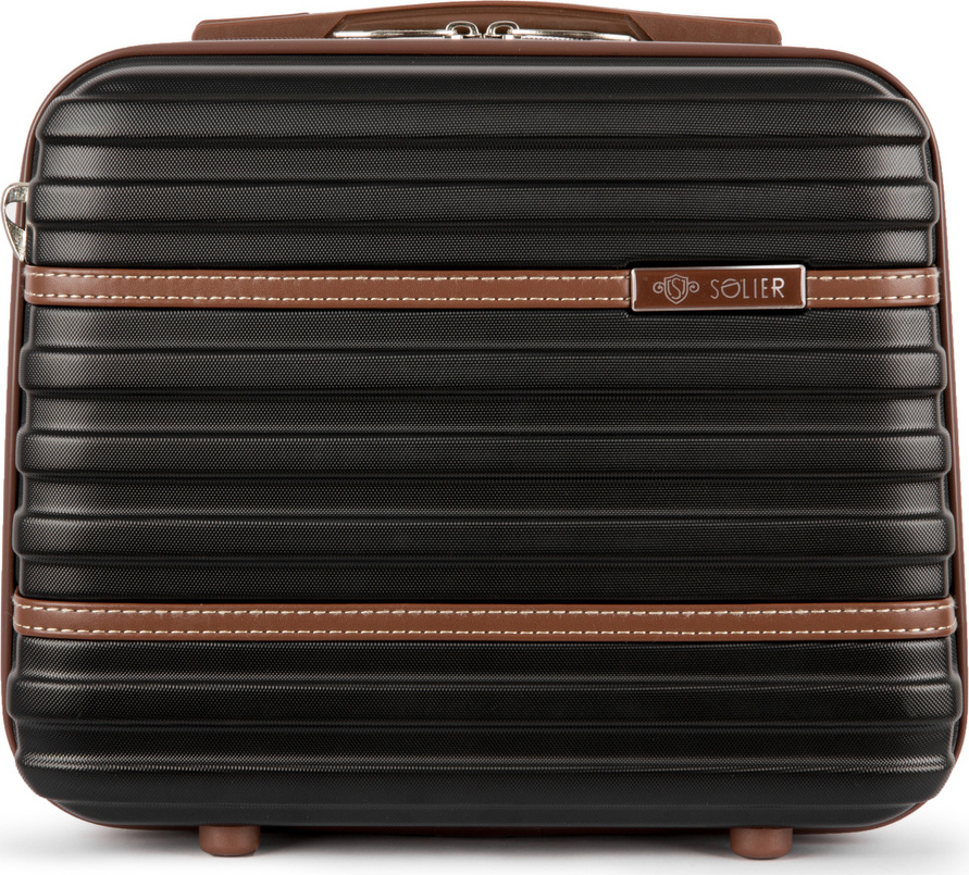 SOLIER Čierny cestovný kozmetický kufor STRIPE S16 (KUFEREK STL957 14' BLACK) Veľkosť: Kosmetický kufor