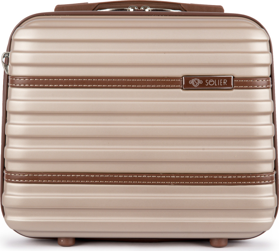 Solier Champagne cestovný kozmetický kufor STRIPE S16 (KUFEREK STL957 14' CHAMPAGNE) Veľkosť: Kosmetický kufor