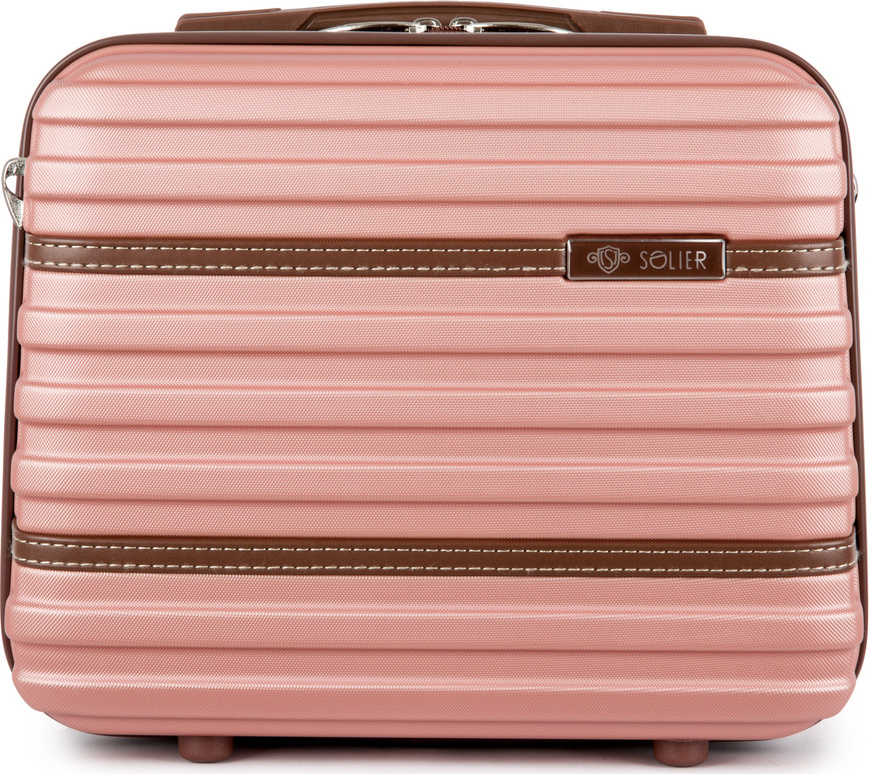 Solier Ružový cestovný kozmetický kufor STRIPE S16 (KUFEREK STL957 14' PINK) Veľkosť: Kosmetický kufor
