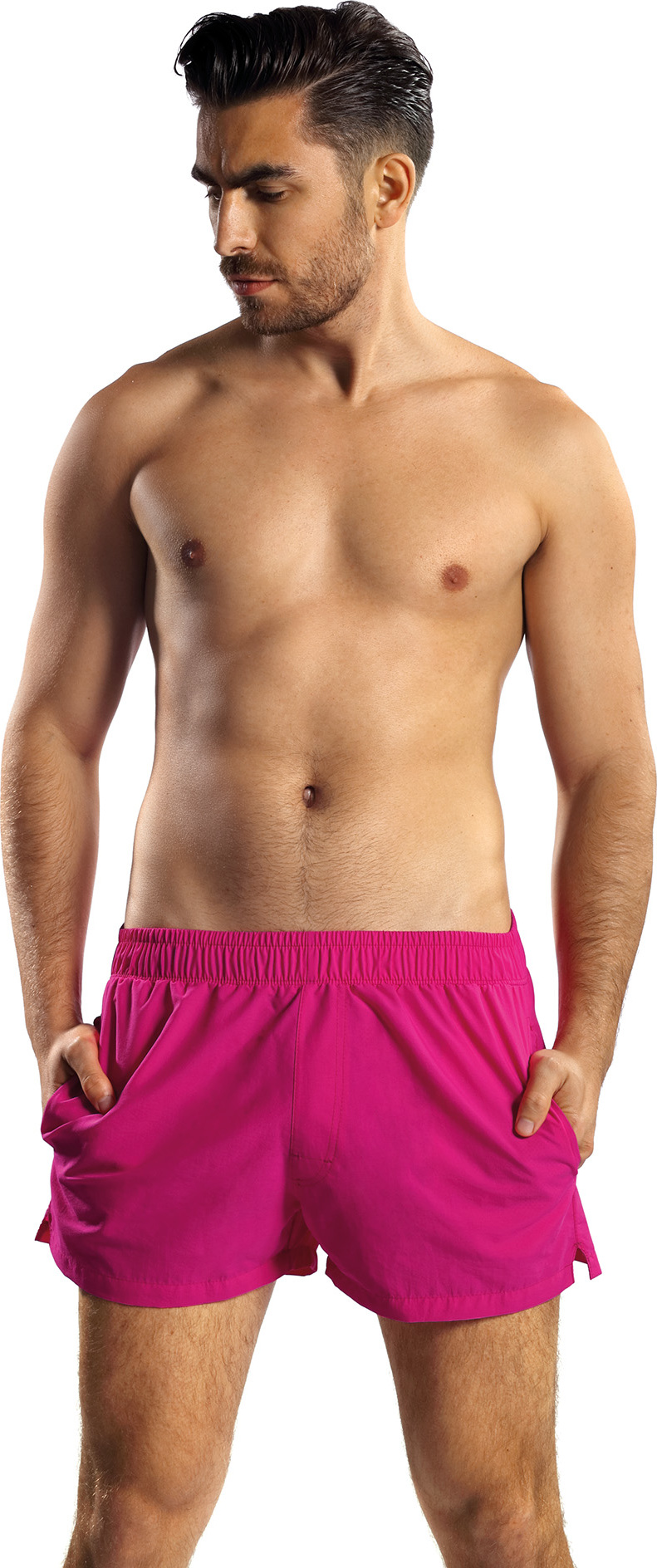 Tmavoružové pánske plavky F9542/V1 pink Veľkosť: S