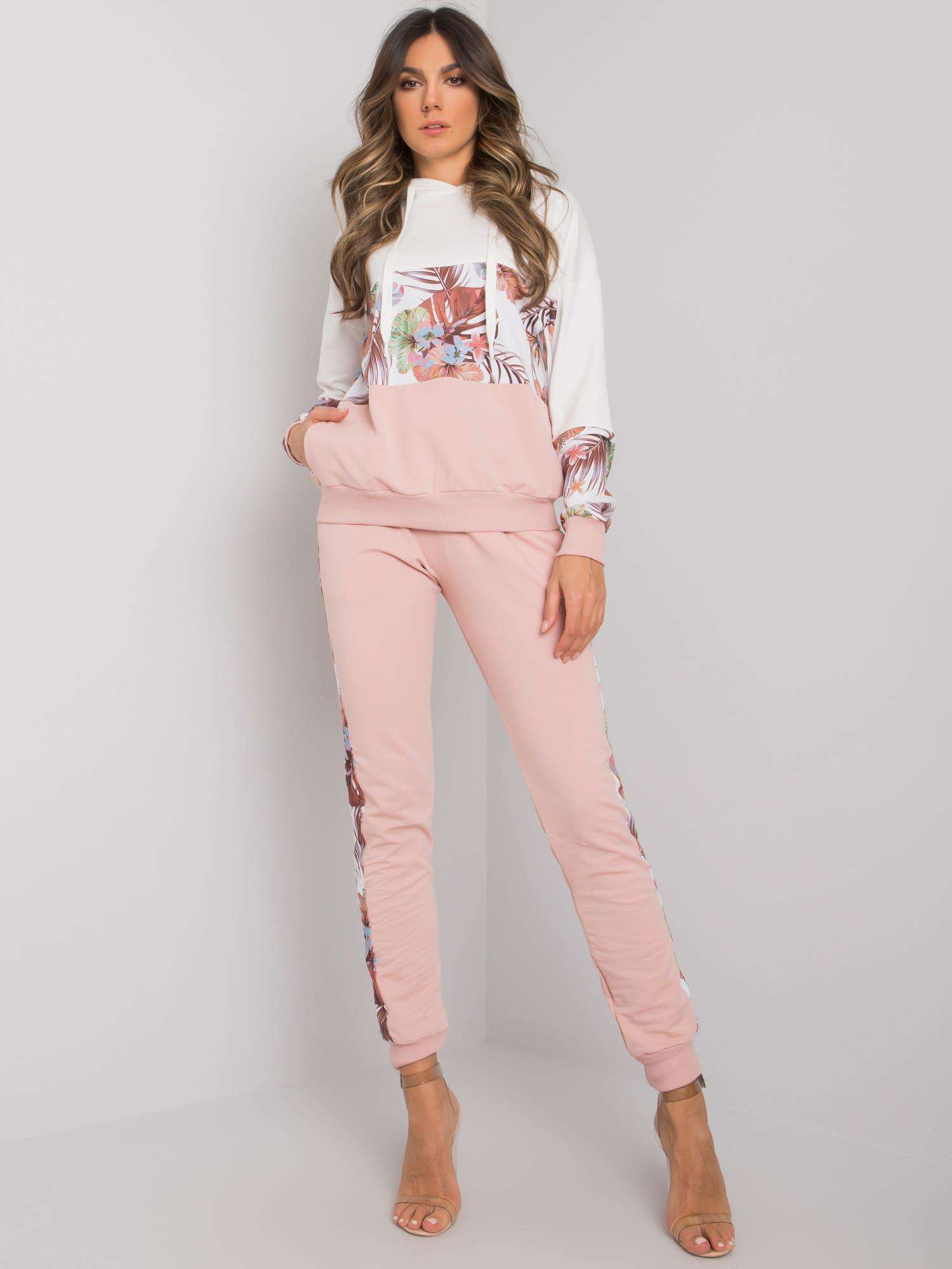 Ružovo-biela dámska vzorovaná súprava RV-KMPL-7356.82-white-pink Veľkosť: L/XL