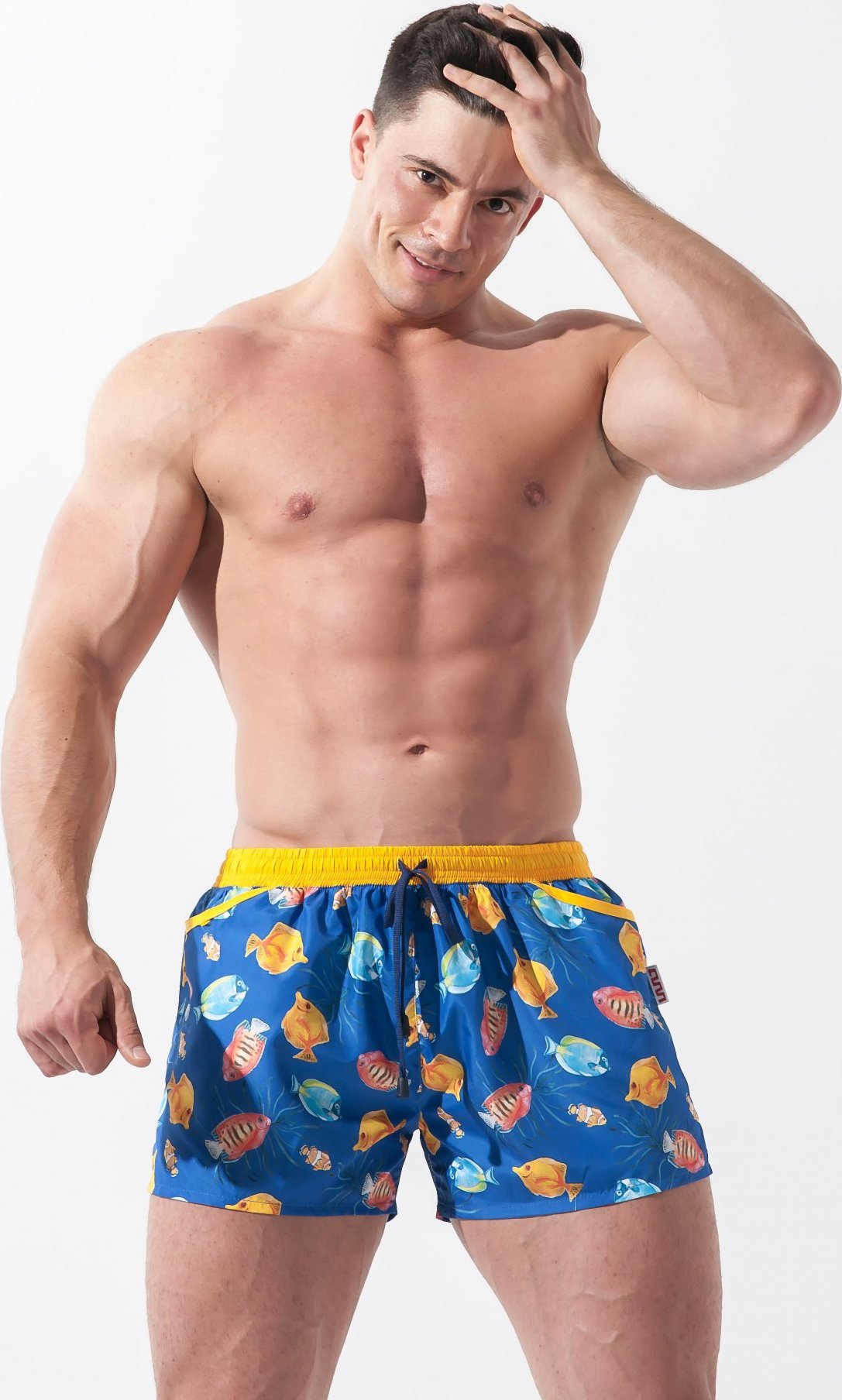 Modré plavky s potlačou rýb Playo Fish Veľkosť: L