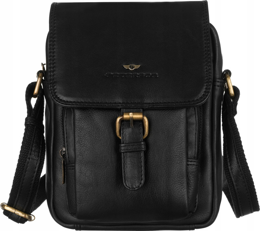 Peterson Pánska čierna kožená messenger taška [DH] PTN-372-NDM Veľkosť: ONE SIZE